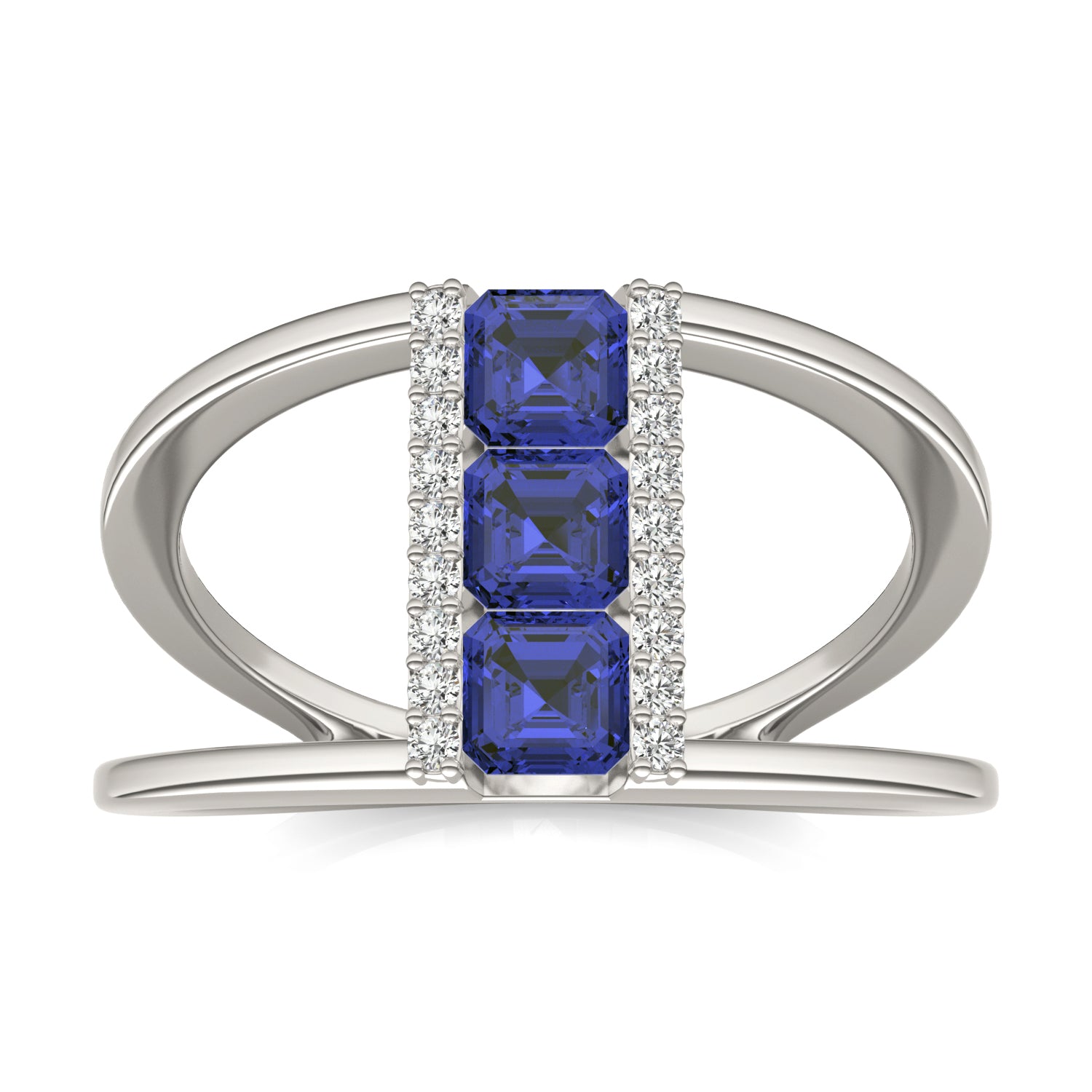 1/5 CTW Round Caydia® Lab Grown Diamond Geometric Fashion Ring featuring Created Sapphire