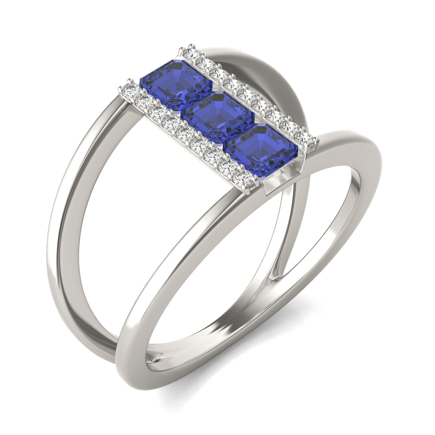 1/5 CTW Round Caydia® Lab Grown Diamond Geometric Fashion Ring featuring Created Sapphire