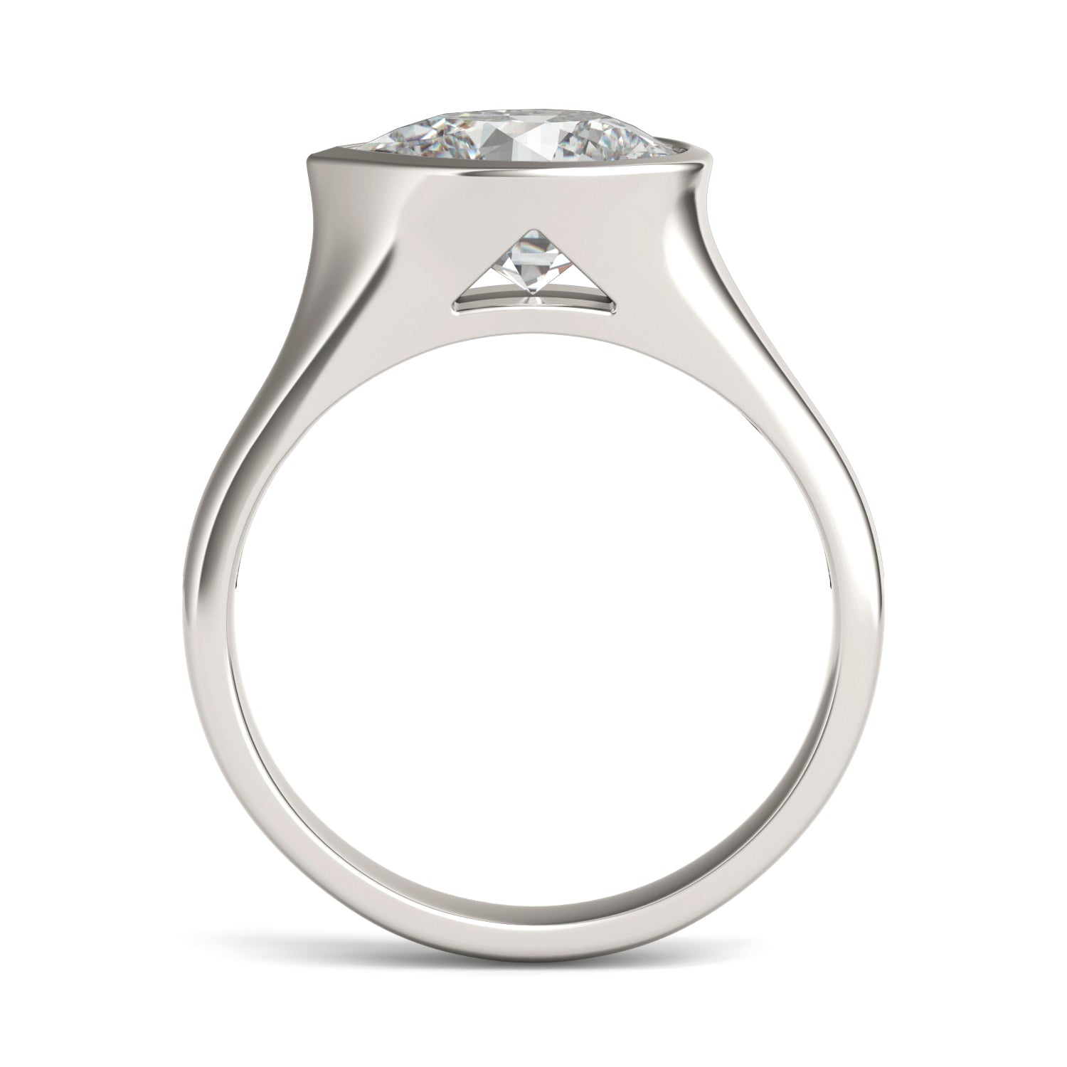 2.10 CTW DEW Pear Forever One™ Moissanite Bezel Set Solitaire Ring