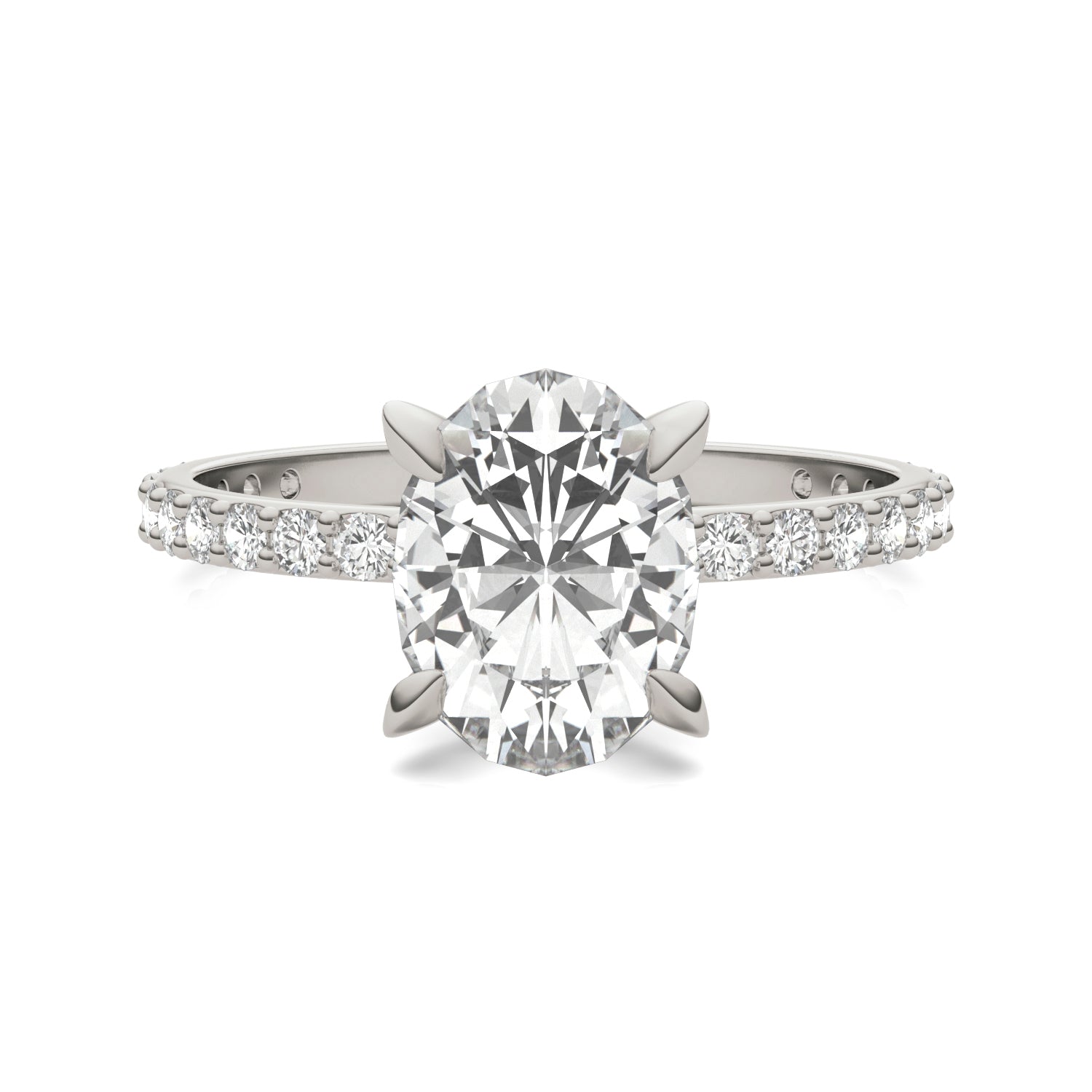 2 2/5 CTW Oval Caydia® Lab Grown Diamond Classic Solitaire with Side Accents Ring