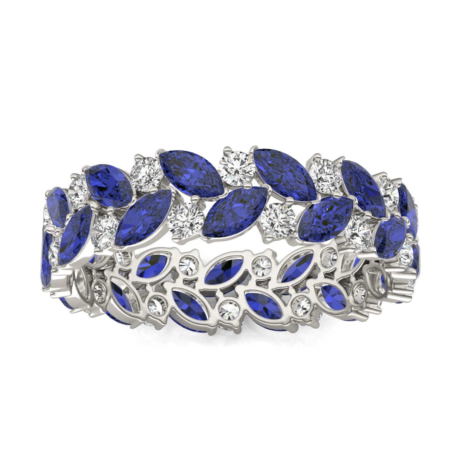 5/8 CTW Round Caydia® Lab Grown Diamond Alternating Eternity Ring featuring Created Sapphire