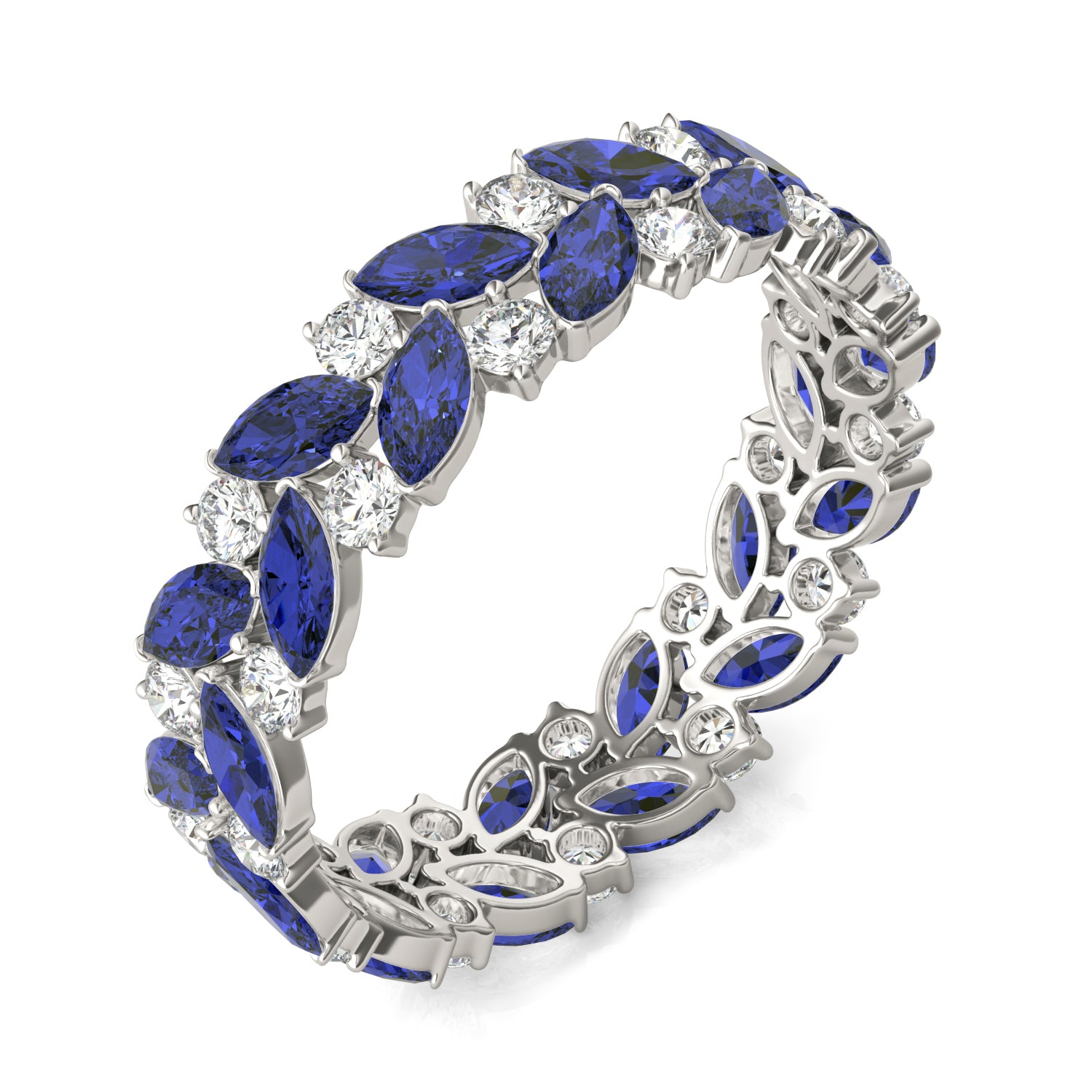 5/8 CTW Round Caydia® Lab Grown Diamond Alternating Eternity Ring featuring Created Sapphire