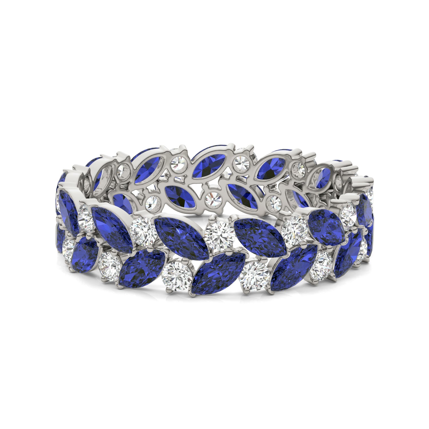 5/8 CTW Round Caydia® Lab Grown Diamond Alternating Eternity Ring featuring Created Sapphire