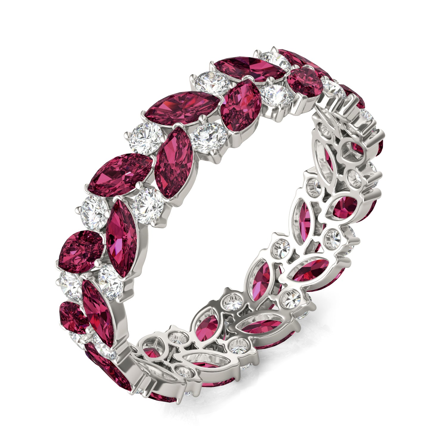 5/8 CTW Round Caydia® Lab Grown Diamond Alternating Eternity Ring featuring Created Ruby