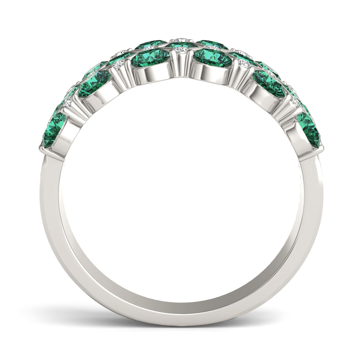 1/6 CTW Round Caydia® Lab Grown Diamond Three Row Anniversary Ring featuring Created Emerald