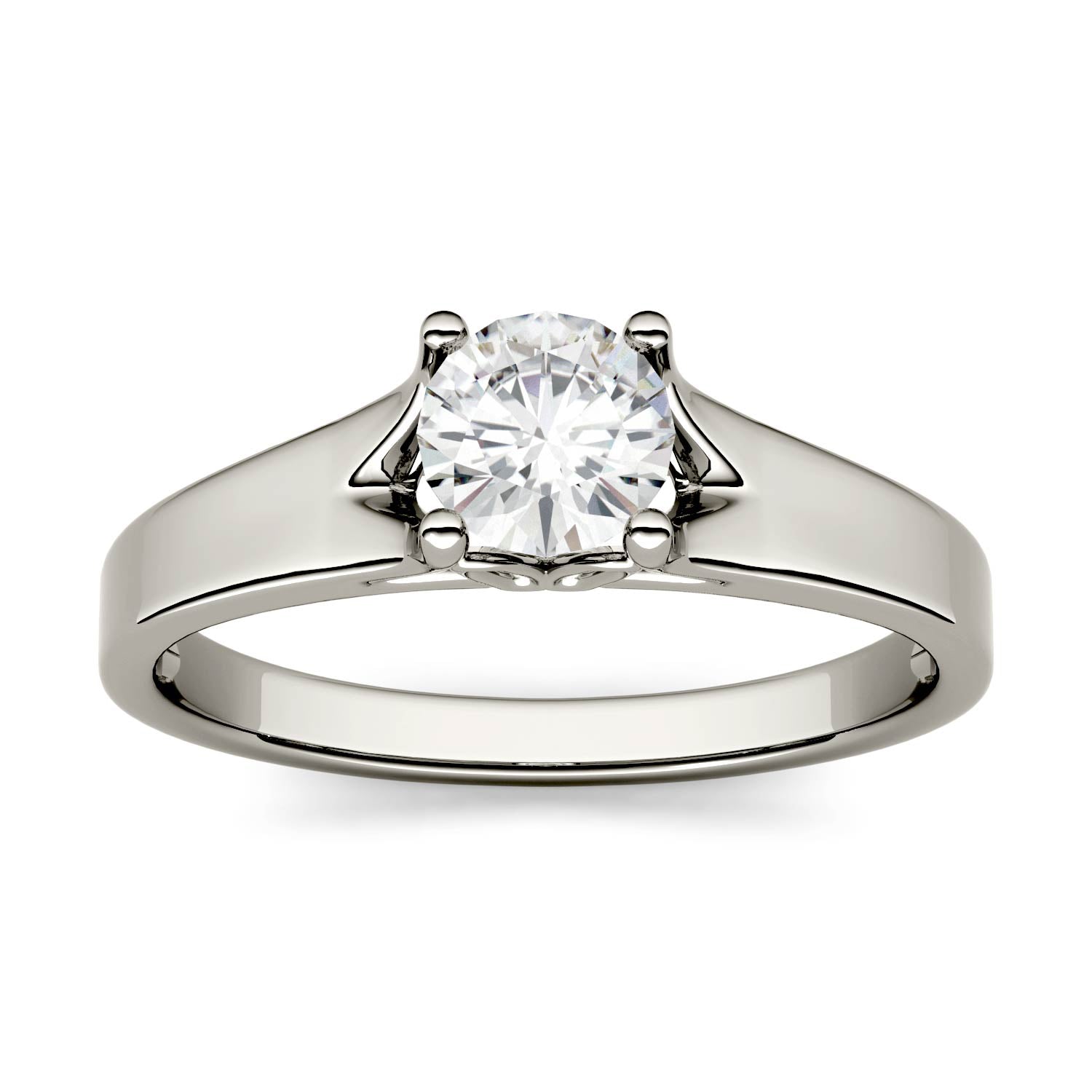 1.00 CTW DEW Round Forever One™ Moissanite Solitaire Peg Ring