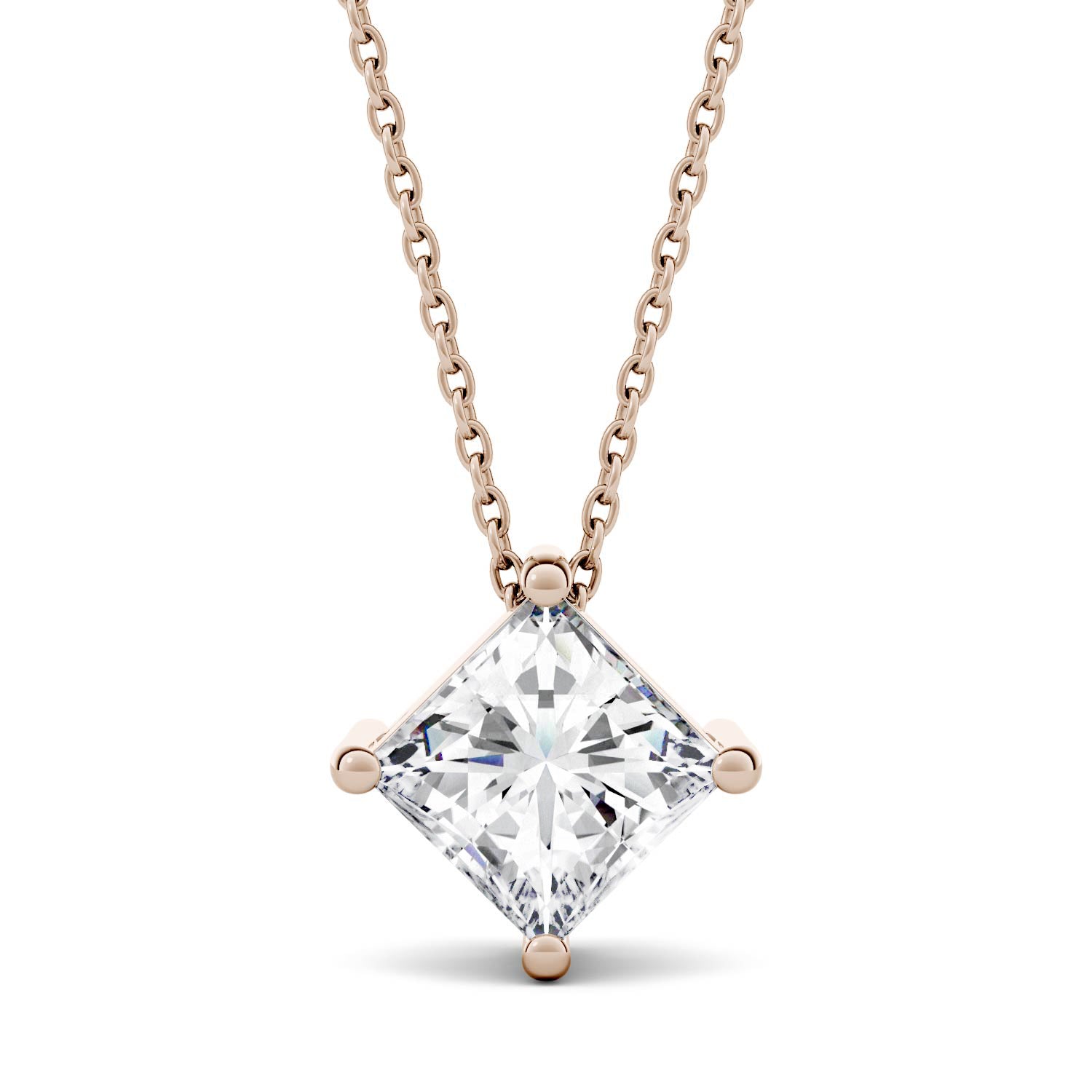 1.70 CTW DEW Square Forever One™ Moissanite Solitaire Pendant Necklace