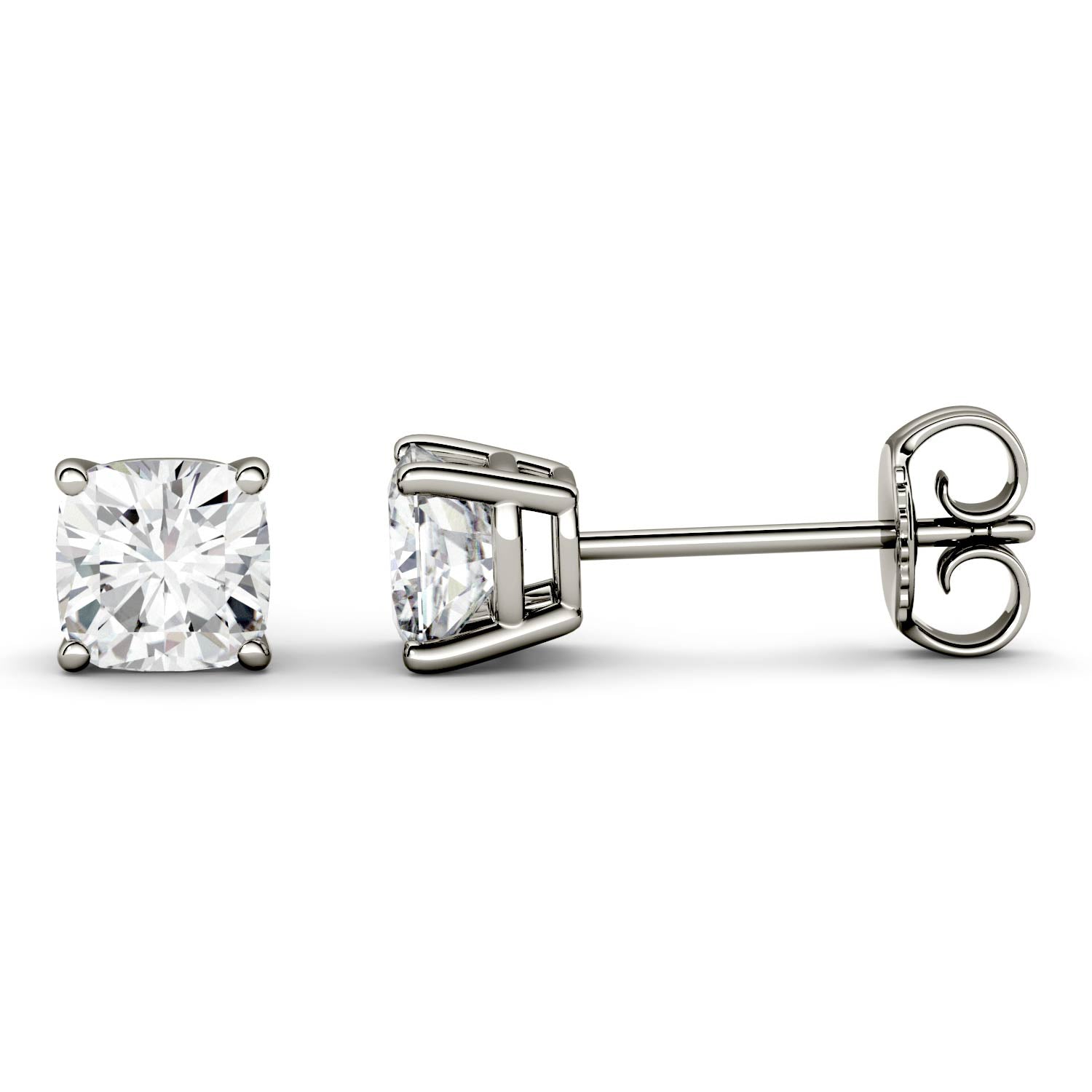 1.00 CTW DEW Cushion Forever One™ Moissanite Four Prong Stud Earrings