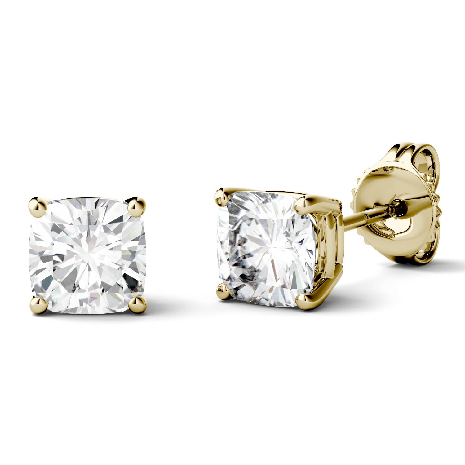 1.00 CTW DEW Cushion Forever One™ Moissanite Four Prong Stud Earrings