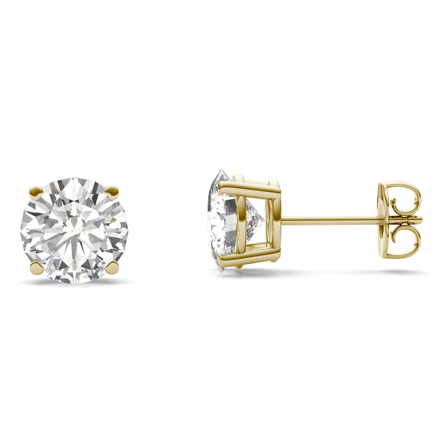 3 CTW DEW Round Forever One™ Moissanite Four Prong Stud Earrings