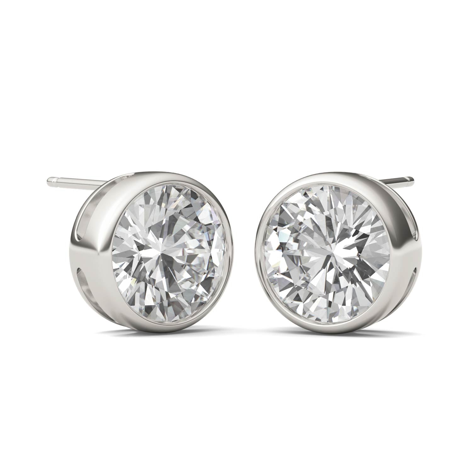 3.80 CTW DEW Round Forever One™ Moissanite Bezel Set Stud Earrings