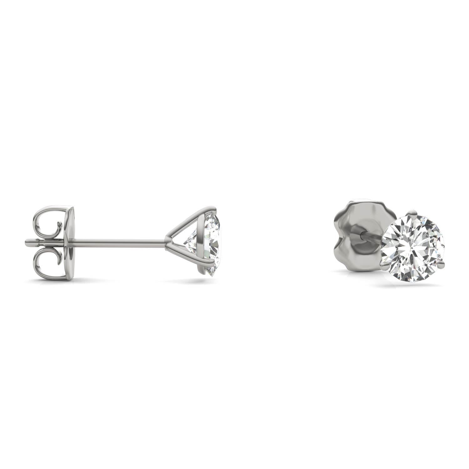 1.00 CTW DEW Round Forever One™ Moissanite Three Prong Martini Stud Earrings