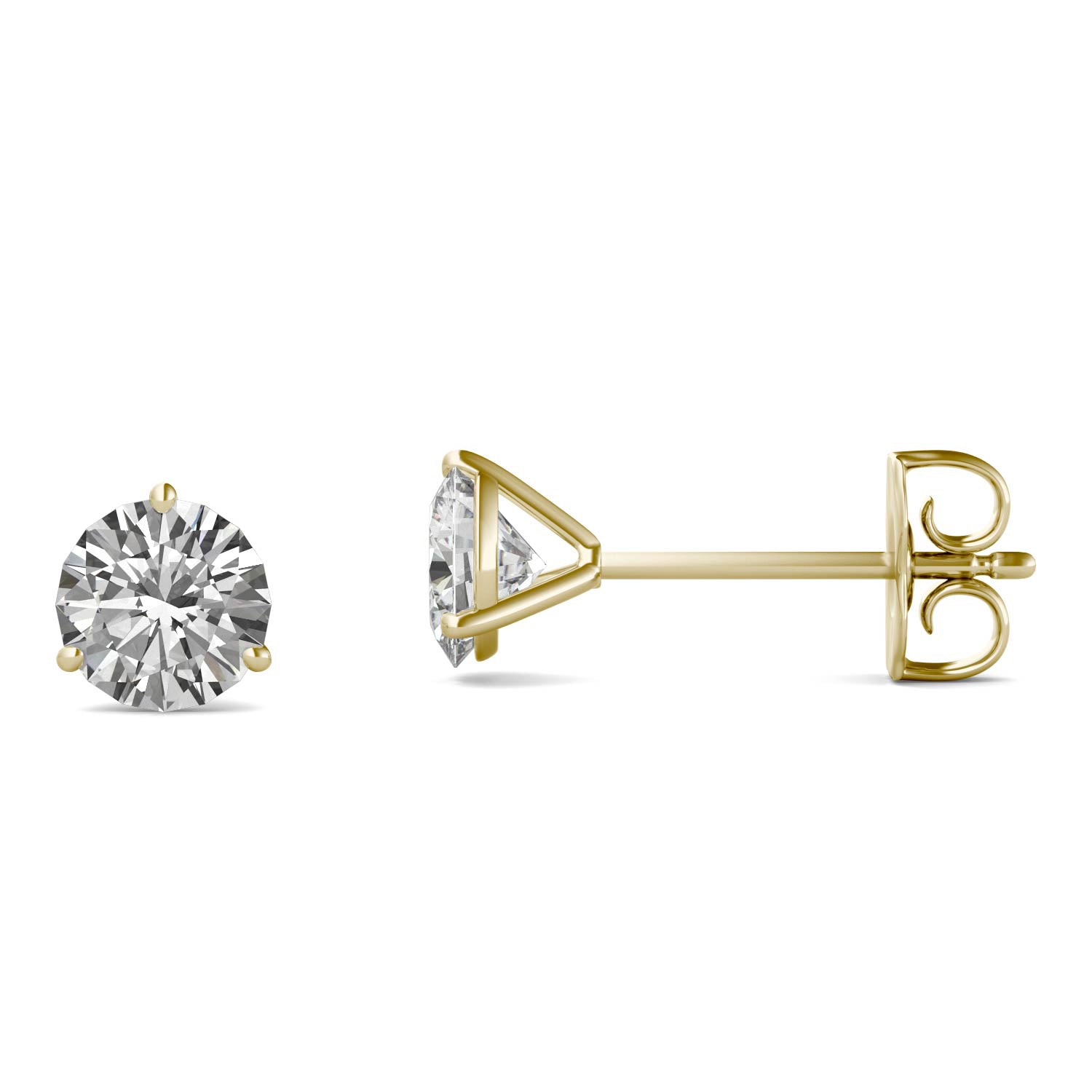 1.00 CTW DEW Round Forever One™ Moissanite Three Prong Martini Stud Earrings