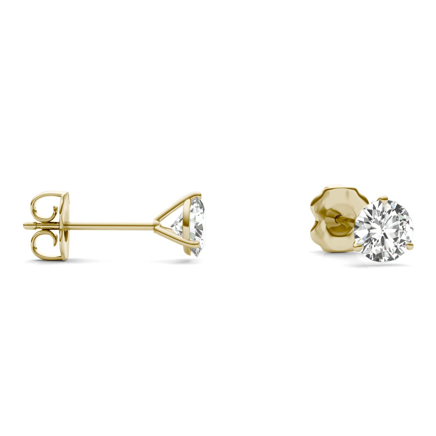 1.00 CTW DEW Round Forever One™ Moissanite Three Prong Martini Stud Earrings