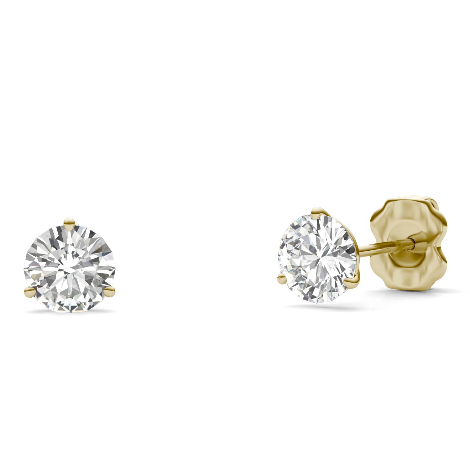 1.00 CTW DEW Round Forever One™ Moissanite Three Prong Martini Stud Earrings