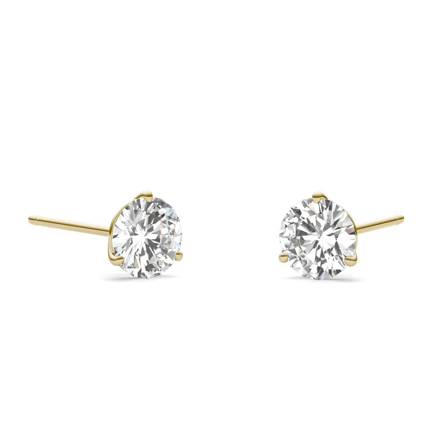 1.00 CTW DEW Round Forever One™ Moissanite Three Prong Martini Stud Earrings