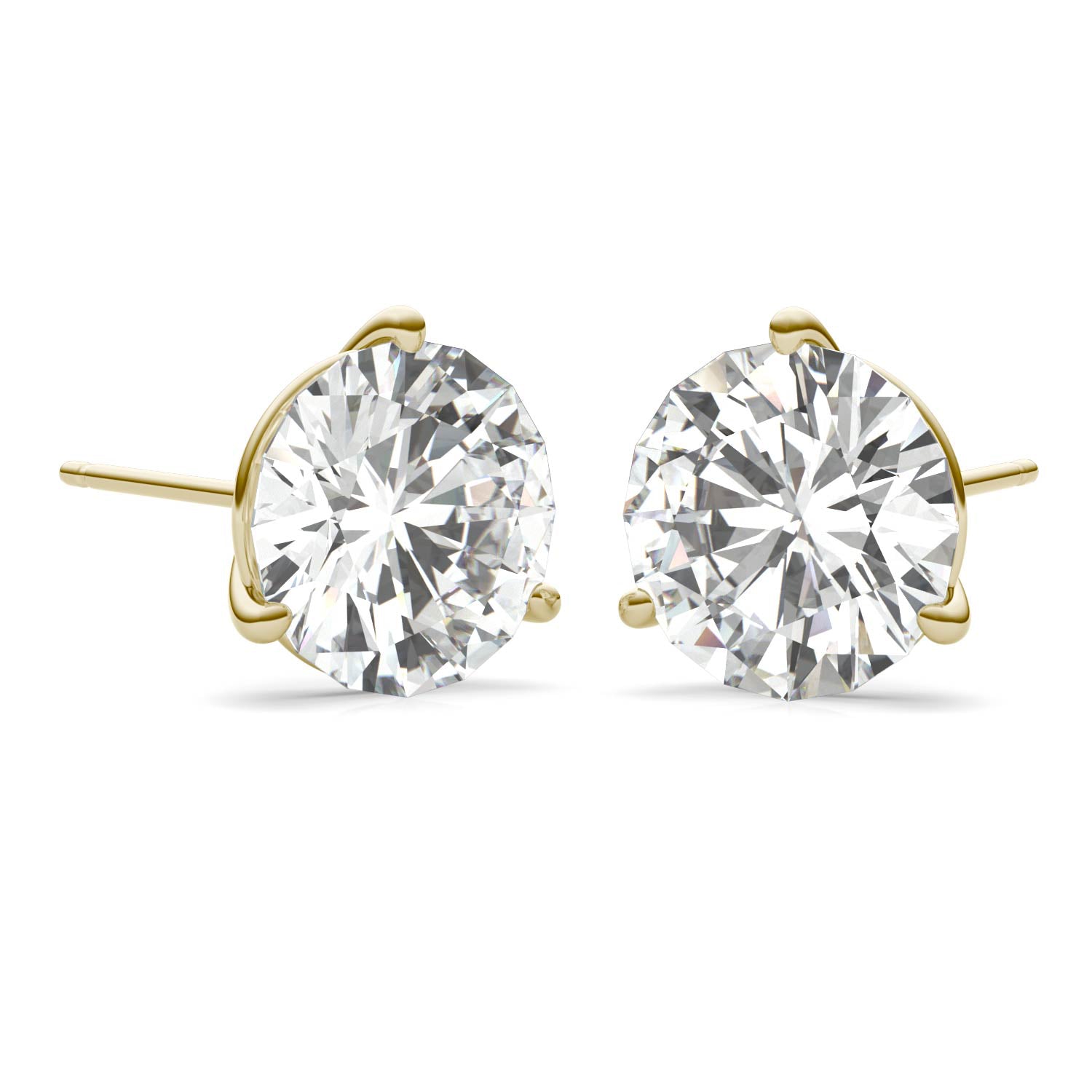 3.80 CTW DEW Round Forever One™ Moissanite Three Prong Martini Stud Earrings