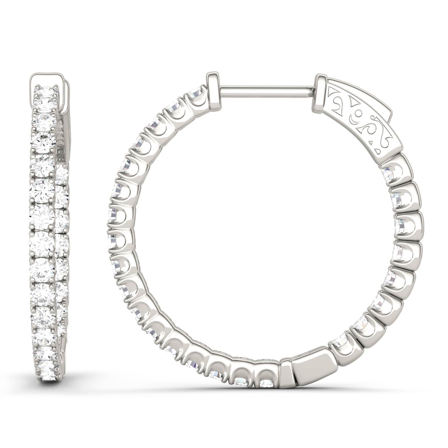 1.00 CTW DEW Round Forever One™ Moissanite Hoop Earrings