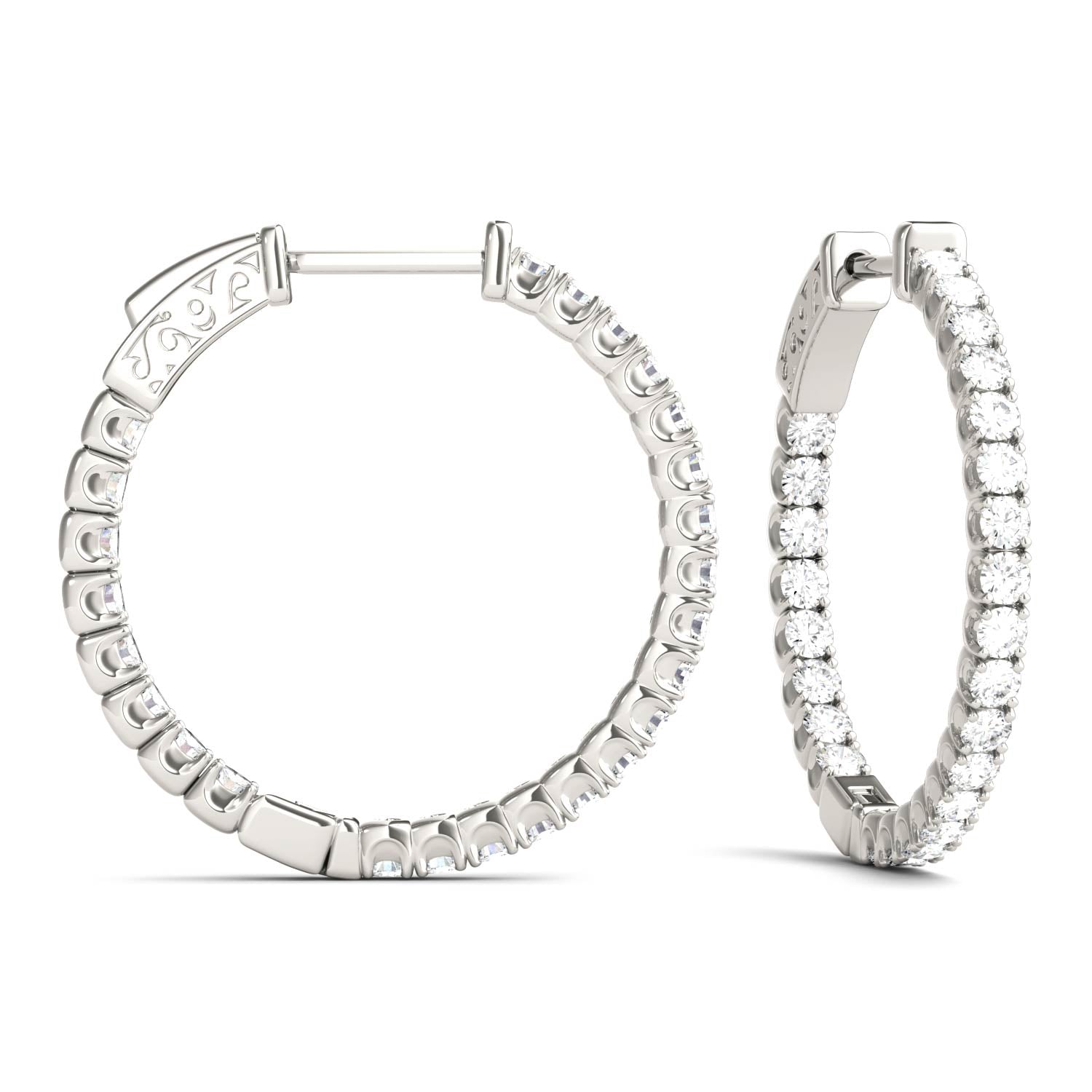 1.00 CTW DEW Round Forever One™ Moissanite Hoop Earrings