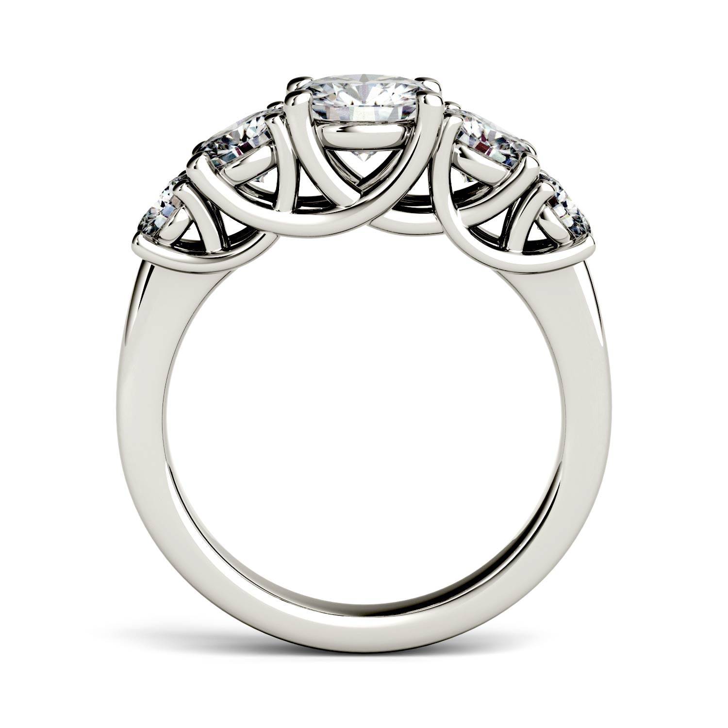 2.32 CTW DEW Round Forever One™ Moissanite Five Stone Trellis Fashion Ring