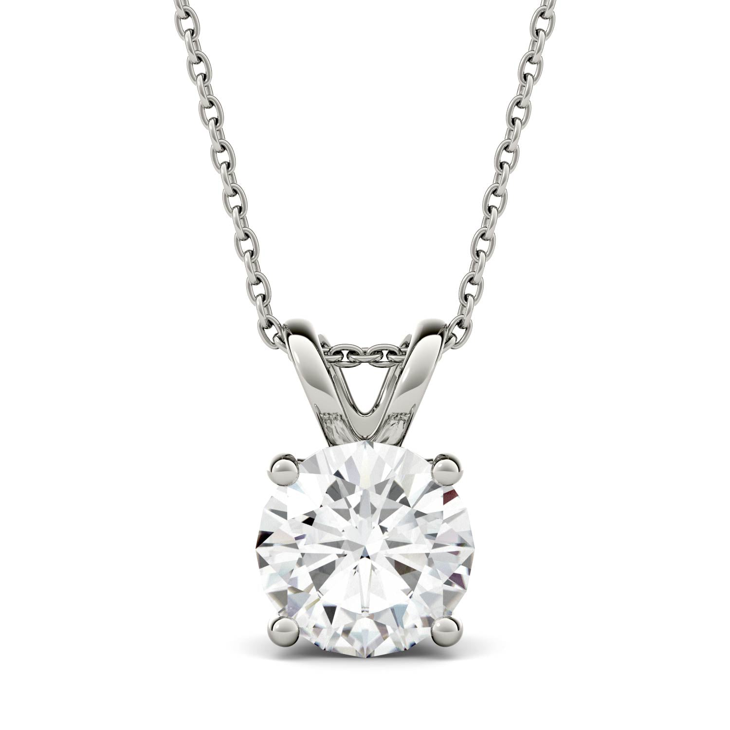 3.10 CTW DEW Round Forever One™ Moissanite Double Bale Solitaire Pendant Necklace