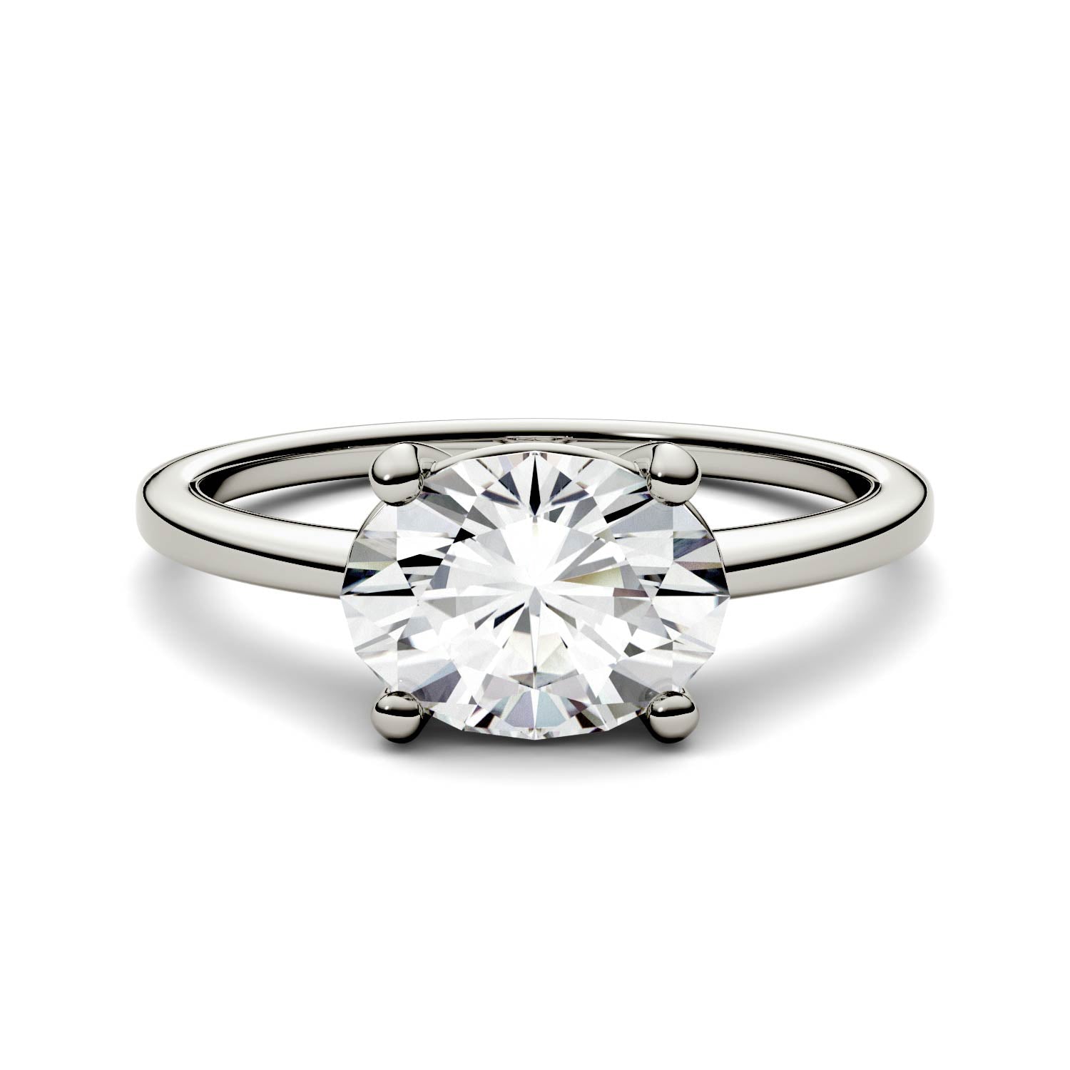 2.10 CTW DEW Oval Forever One™ Moissanite East-West Solitaire Engagement Ring