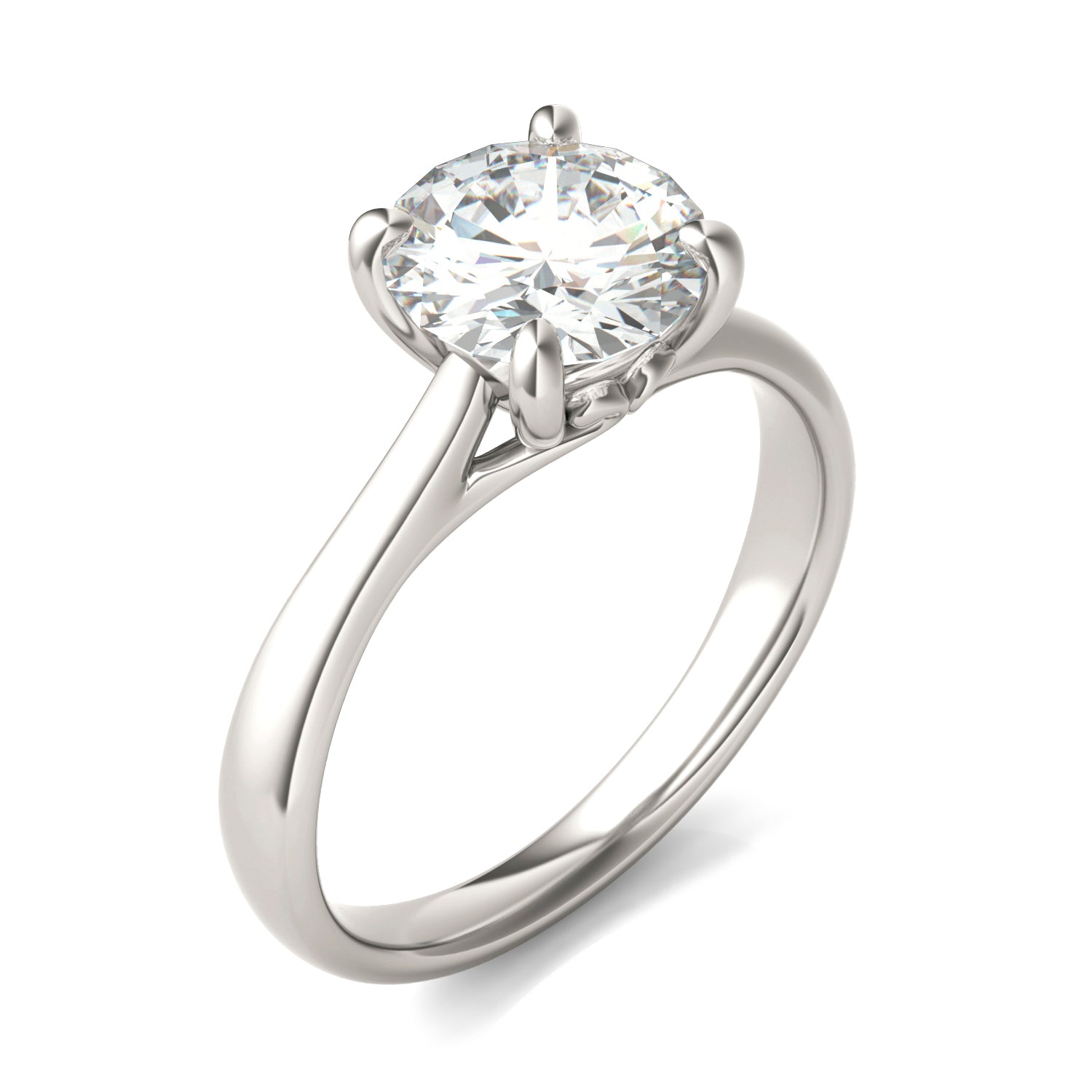 1.90 CTW DEW Round Forever One™ Moissanite Four Prong Solitaire Engagement Ring