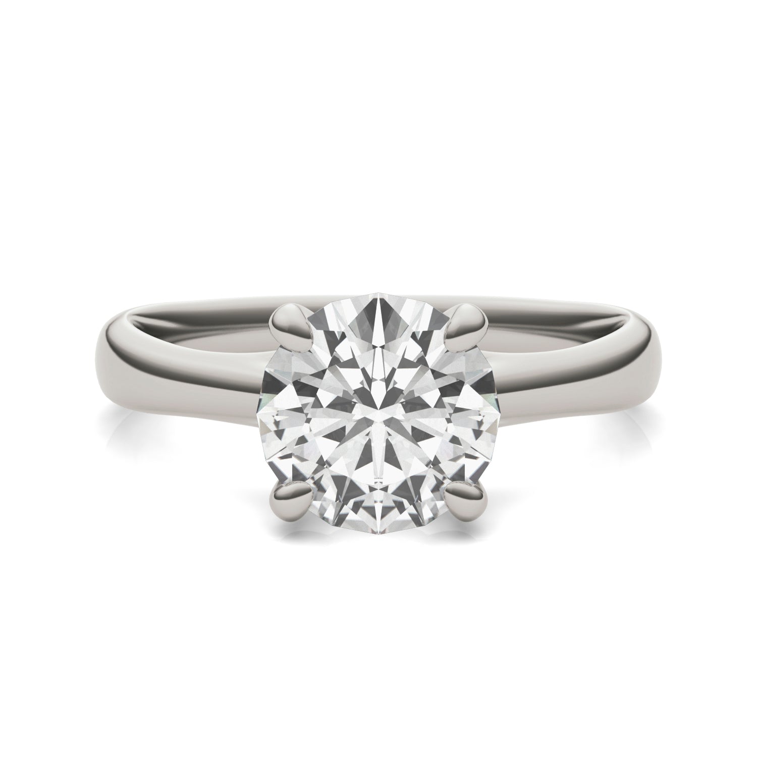 1.90 CTW DEW Round Forever One™ Moissanite Four Prong Solitaire Engagement Ring