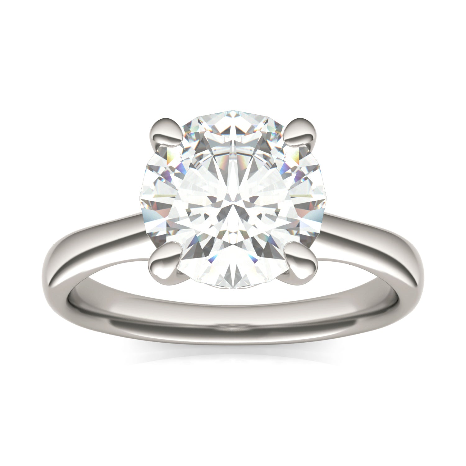 2.70 CTW DEW Round Forever One™ Moissanite Four Prong Solitaire Engagement Ring