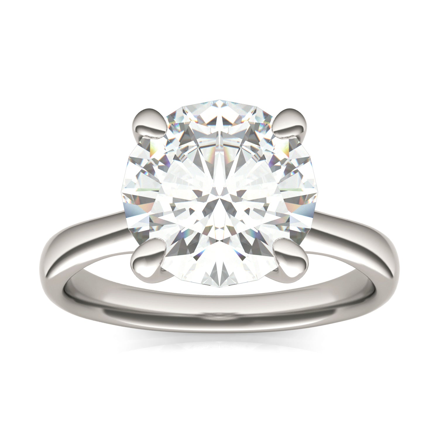 3.60 CTW DEW Round Forever One™ Moissanite Four Prong Solitaire Engagement Ring