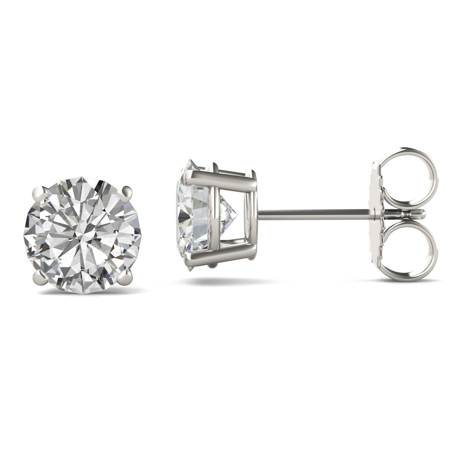 2.40 CTW DEW Round Forever One™ Moissanite Four Prong Stud Earrings