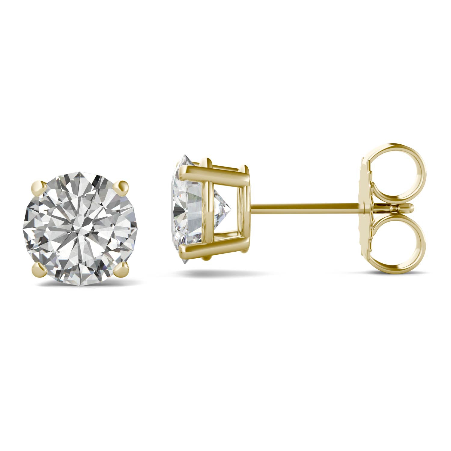 2.40 CTW DEW Round Forever One™ Moissanite Four Prong Stud Earrings