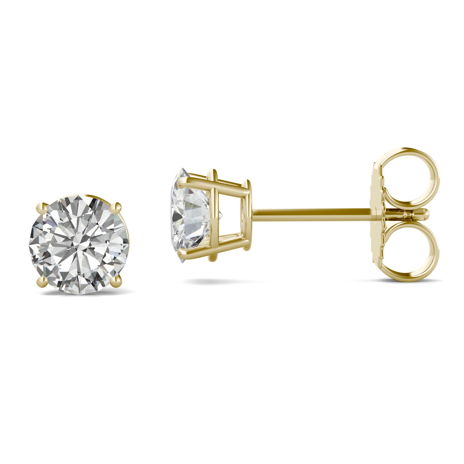 1.60 CTW DEW Round Forever One™ Moissanite Four Prong Basket Stud Earrings