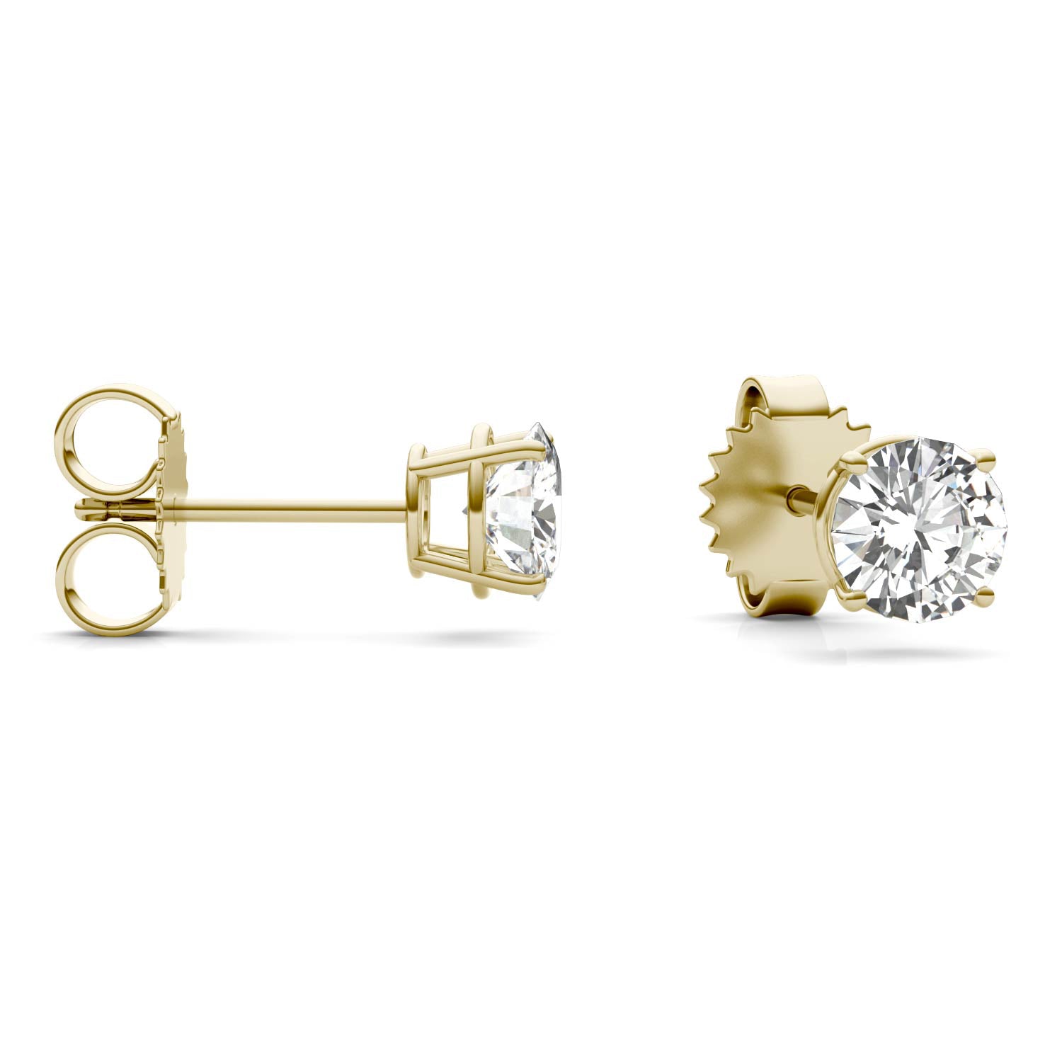 1.60 CTW DEW Round Forever One™ Moissanite Four Prong Basket Stud Earrings