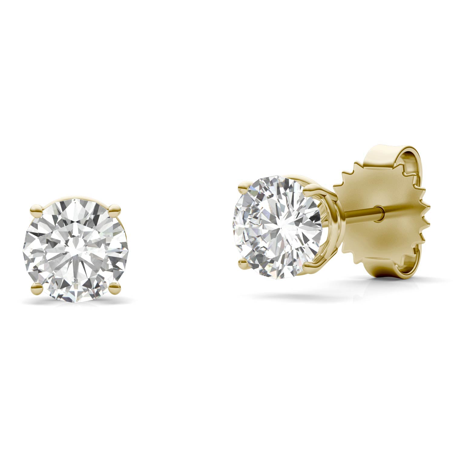1.60 CTW DEW Round Forever One™ Moissanite Four Prong Basket Stud Earrings