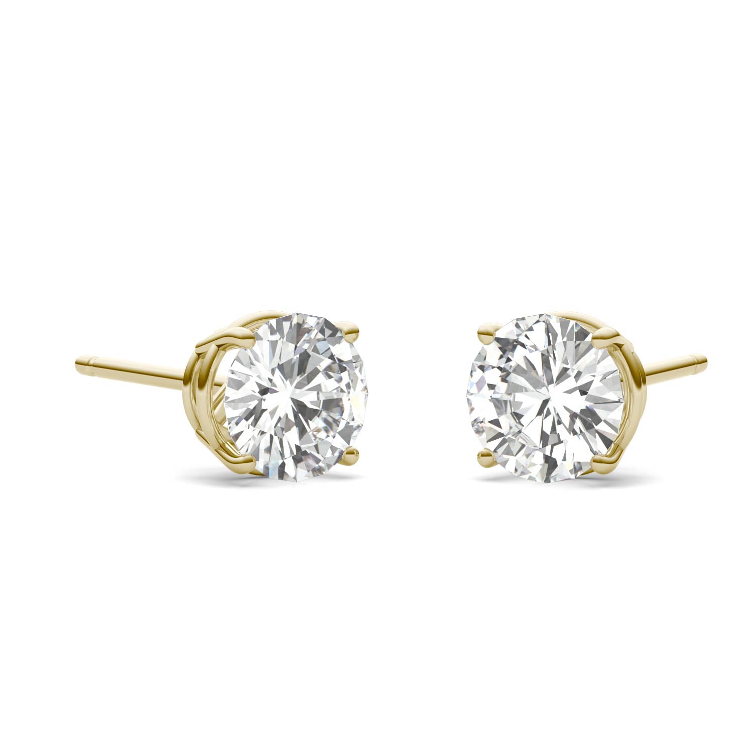 1.60 CTW DEW Round Forever One™ Moissanite Four Prong Basket Stud Earrings