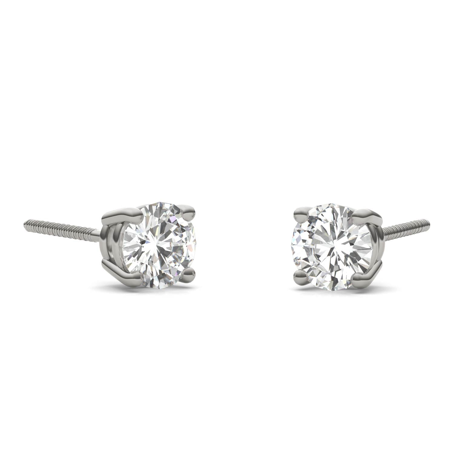 1.00 CTW DEW Round Forever One™ Moissanite Four Prong Stud Earrings