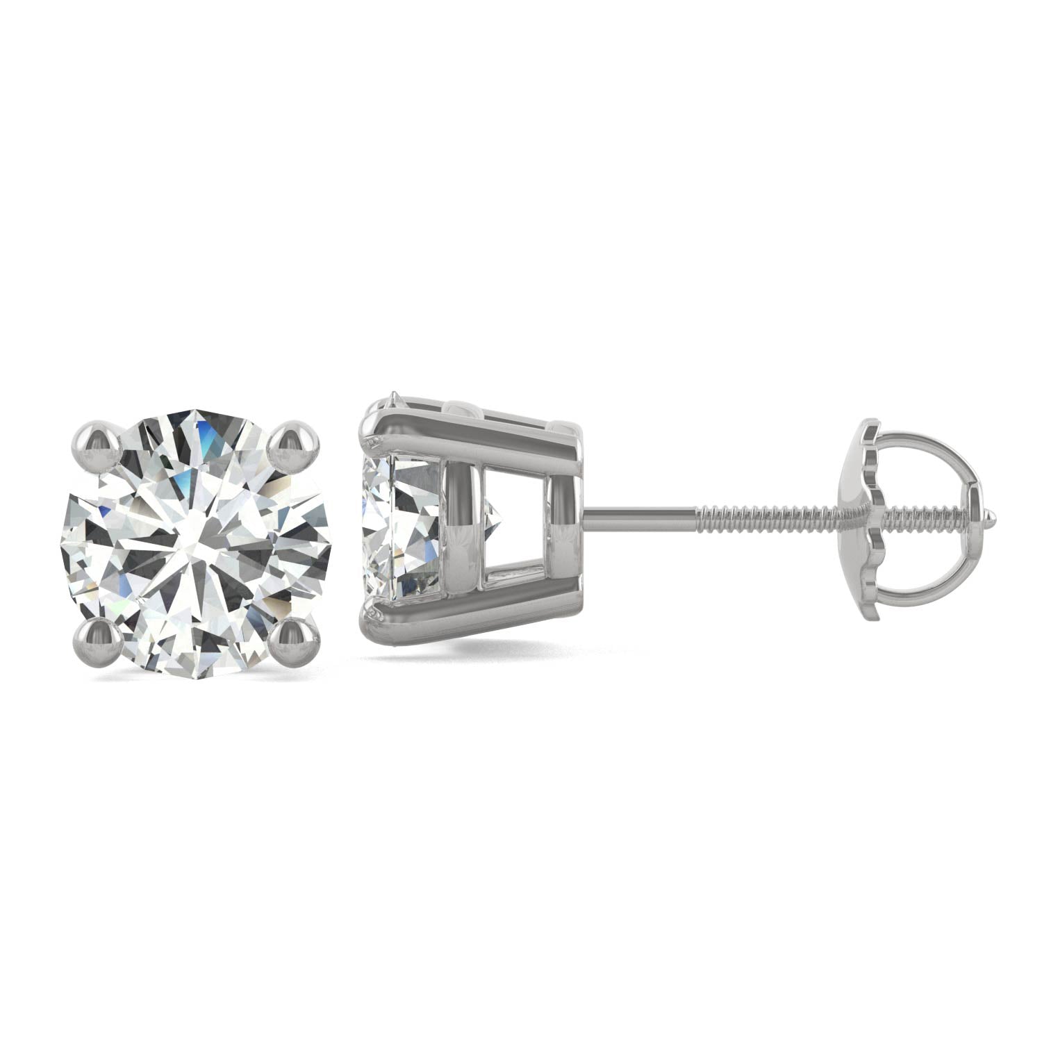 3.00 CTW DEW Round Forever One™ Moissanite Four Prong Stud Earrings