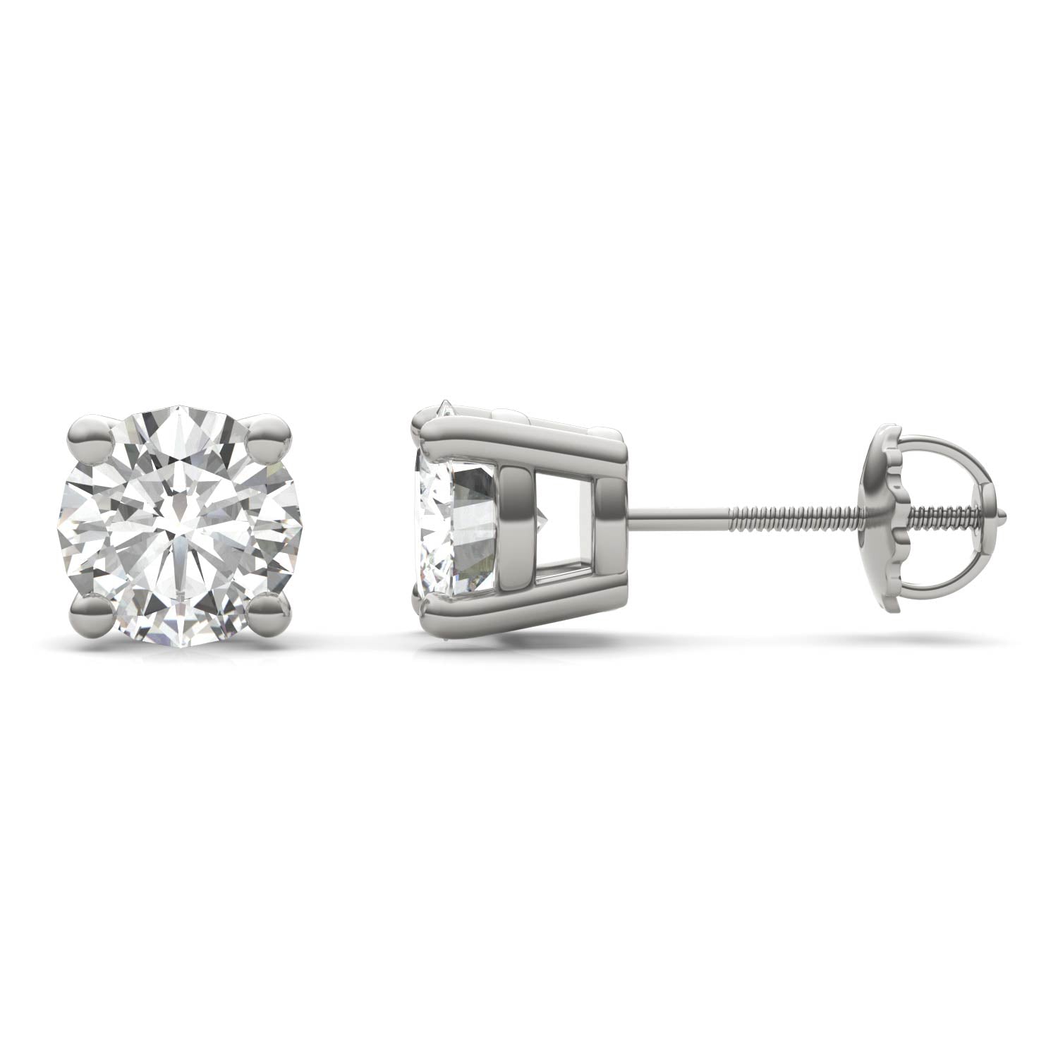 3.00 CTW DEW Round Forever One™ Moissanite Four Prong Stud Earrings