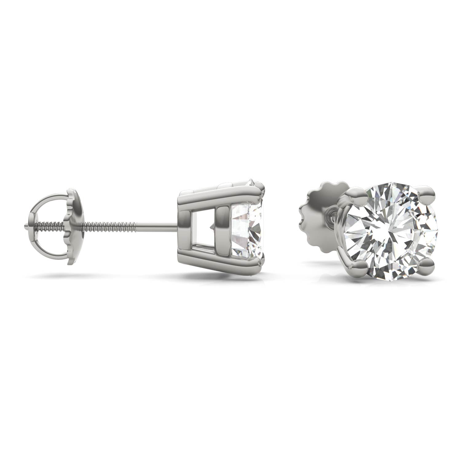 3.00 CTW DEW Round Forever One™ Moissanite Four Prong Stud Earrings