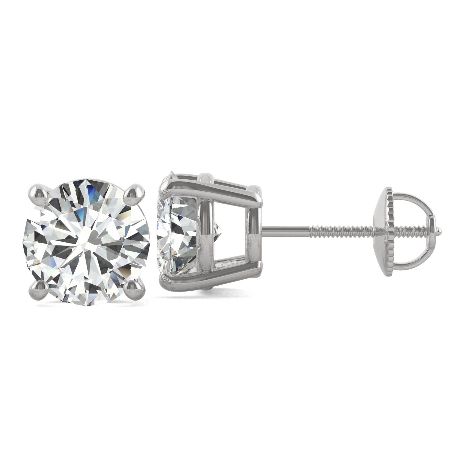 3.80 CTW DEW Round Forever One™ Moissanite Four Prong Stud Earrings