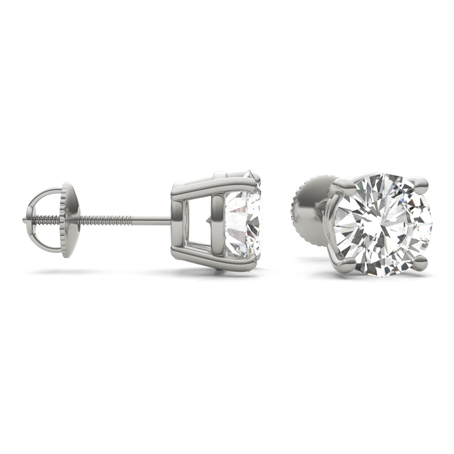 3.80 CTW DEW Round Forever One™ Moissanite Four Prong Stud Earrings