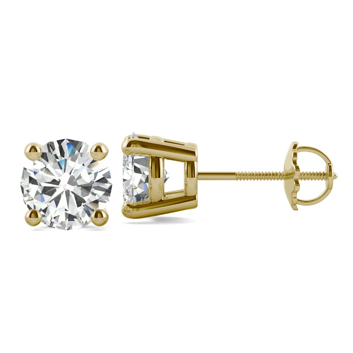 3.00 CTW DEW Round Forever One™ Moissanite Four Prong Stud Earrings