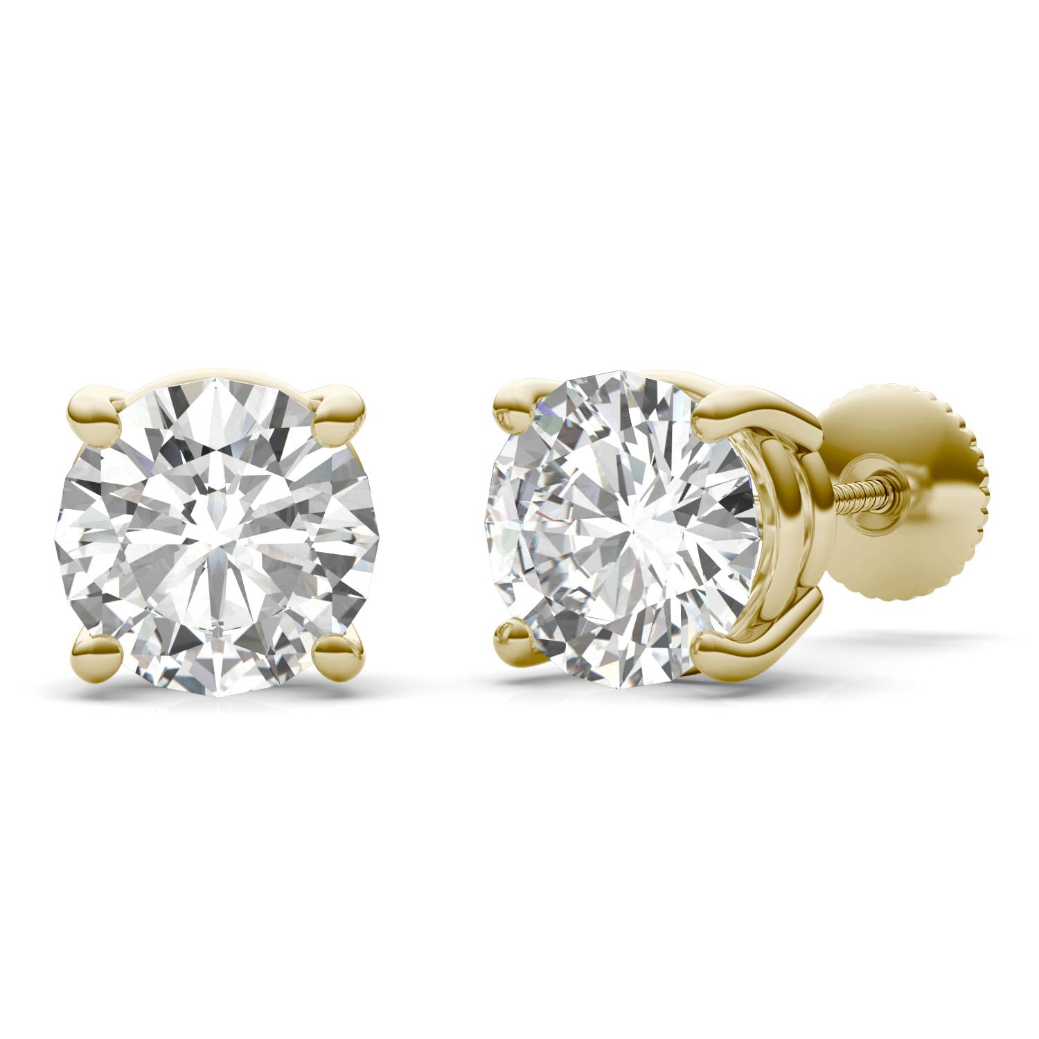 3.80 CTW DEW Round Forever One™ Moissanite Four Prong Stud Earrings