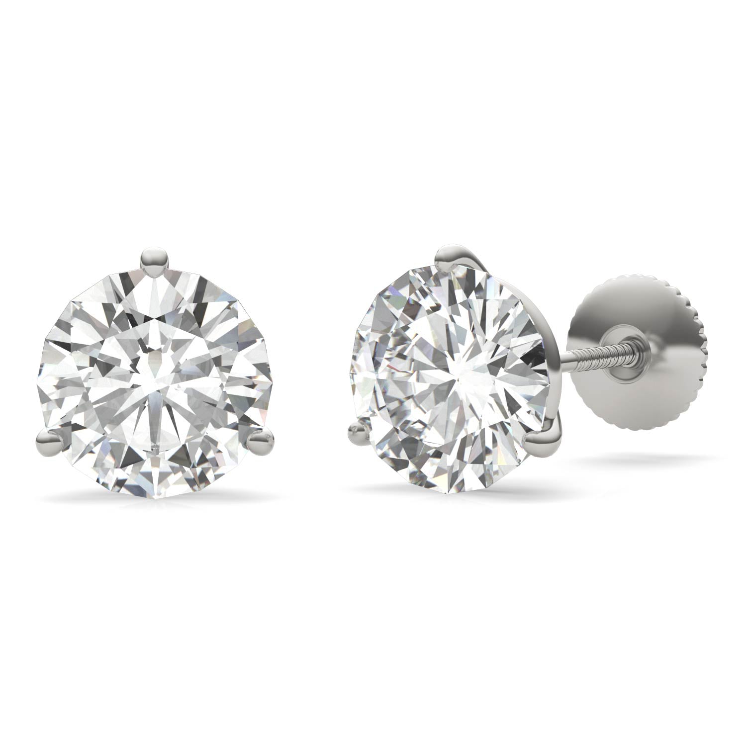 3.80 CTW DEW Round Forever One™ Moissanite Three Prong Martini Stud Earrings