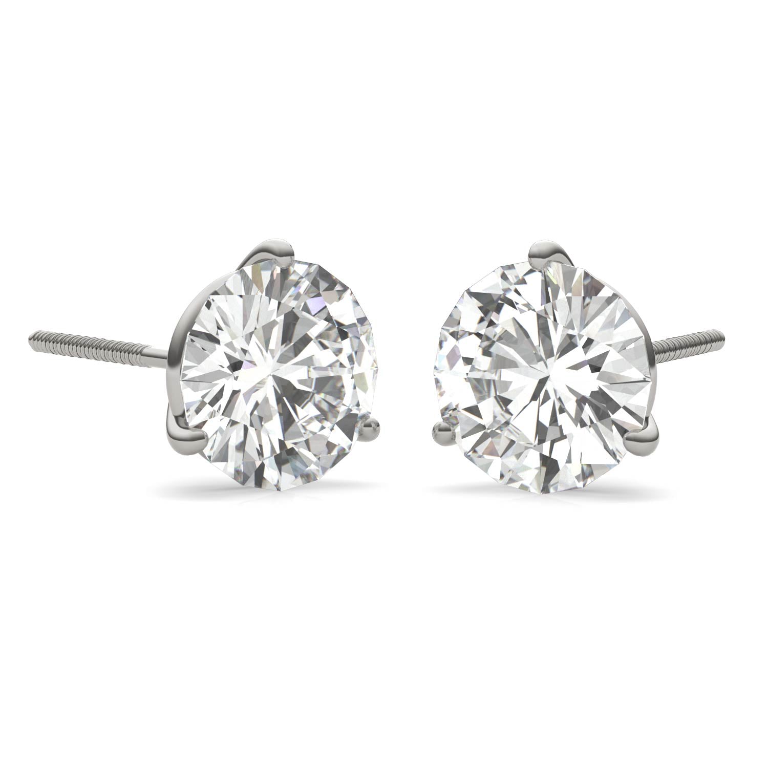 3.80 CTW DEW Round Forever One™ Moissanite Three Prong Martini Stud Earrings