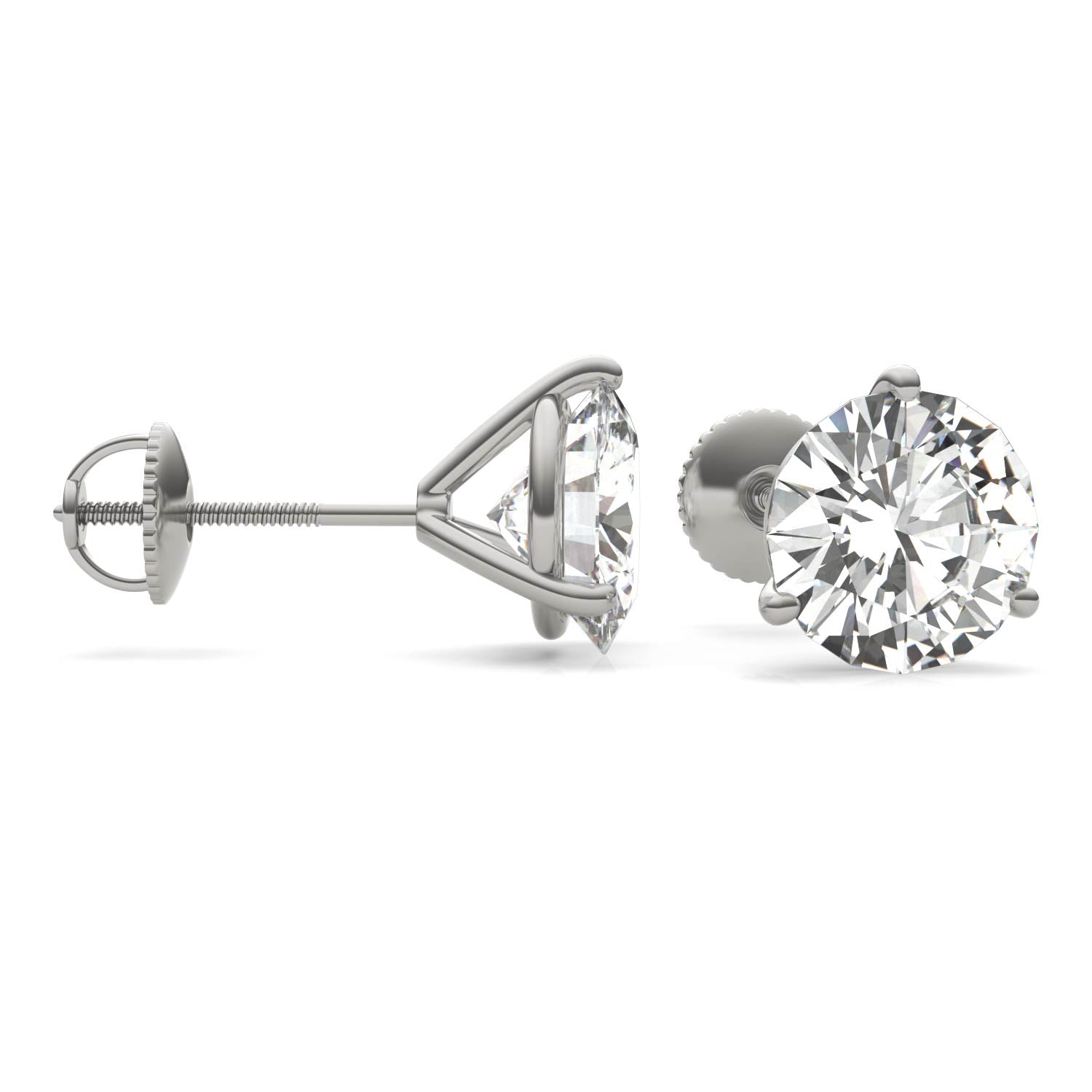 5.40 CTW DEW Round Forever One™ Moissanite Three Prong Martini Stud Earrings