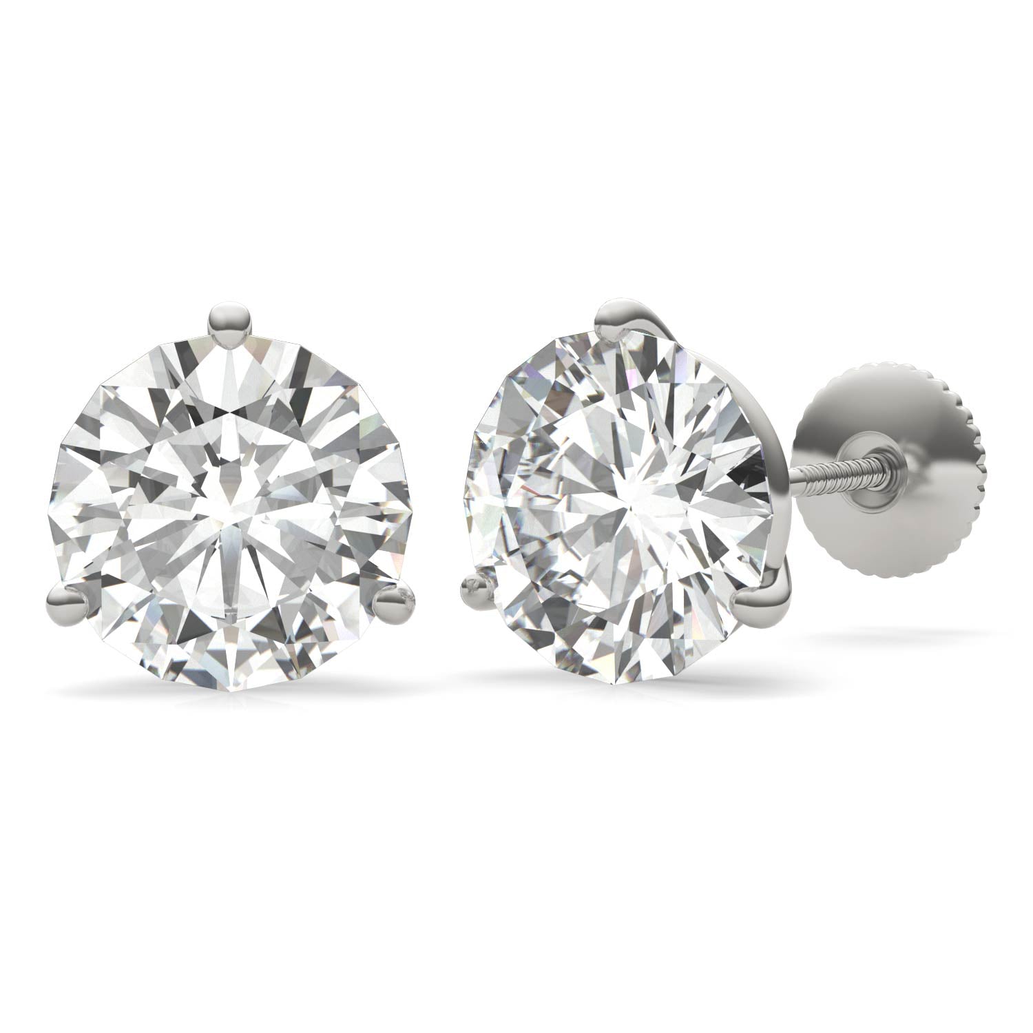 5.40 CTW DEW Round Forever One™ Moissanite Three Prong Martini Stud Earrings