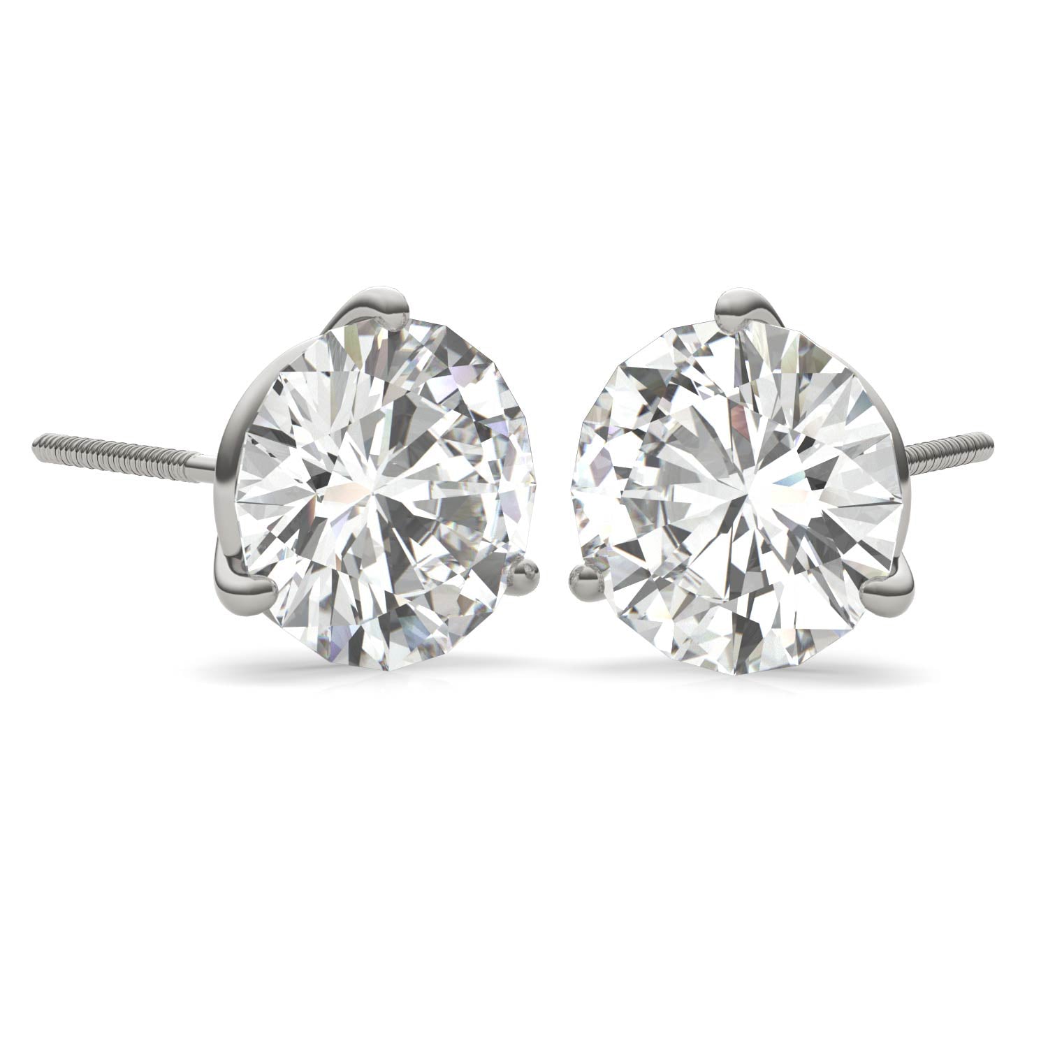 5.40 CTW DEW Round Forever One™ Moissanite Three Prong Martini Stud Earrings