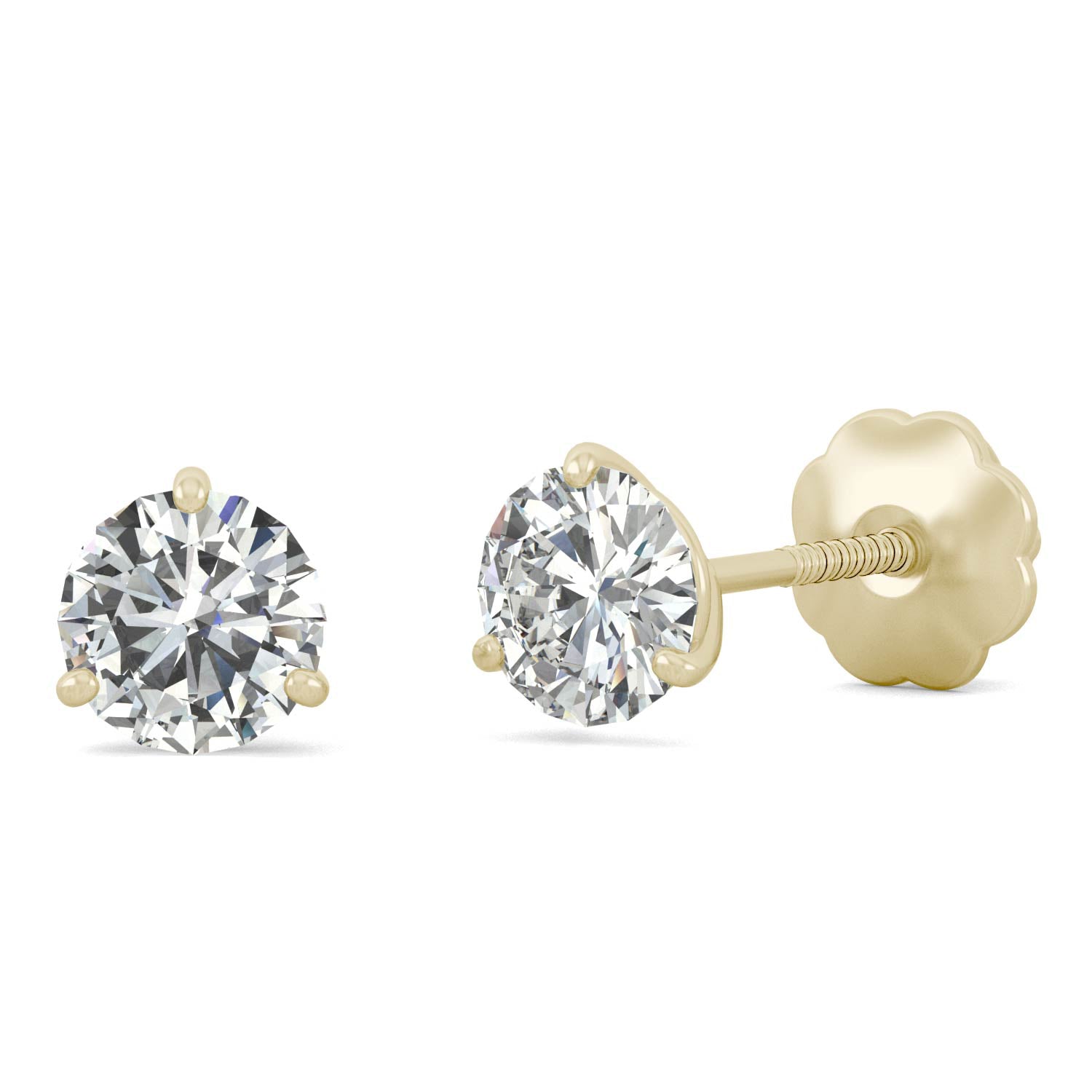 1.00 CTW DEW Round Forever One™ Moissanite Three Prong Martini Stud Earrings